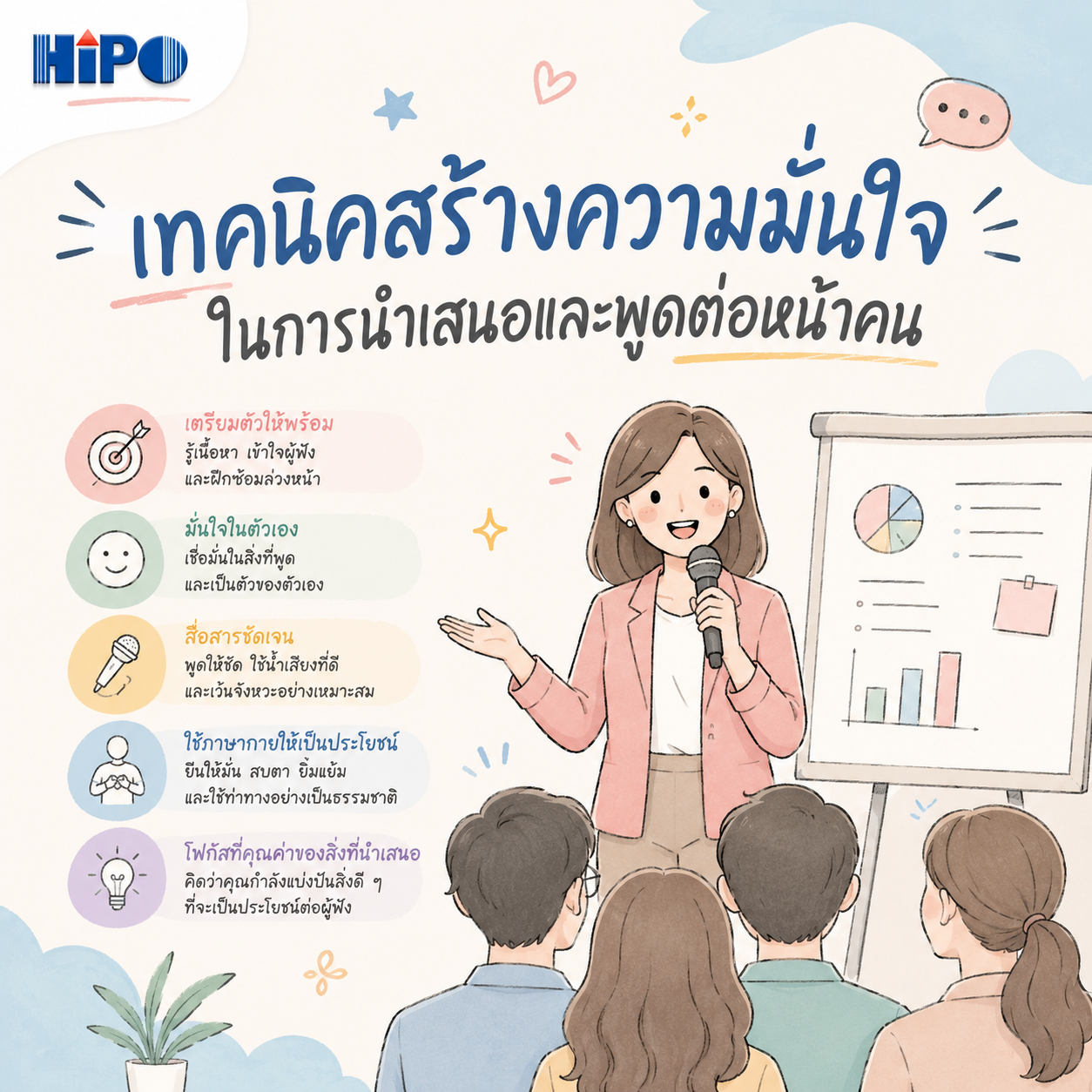 เทคนิคสร้างความมั่นใจในการนำเสนอและพูดต่อหน้าคน